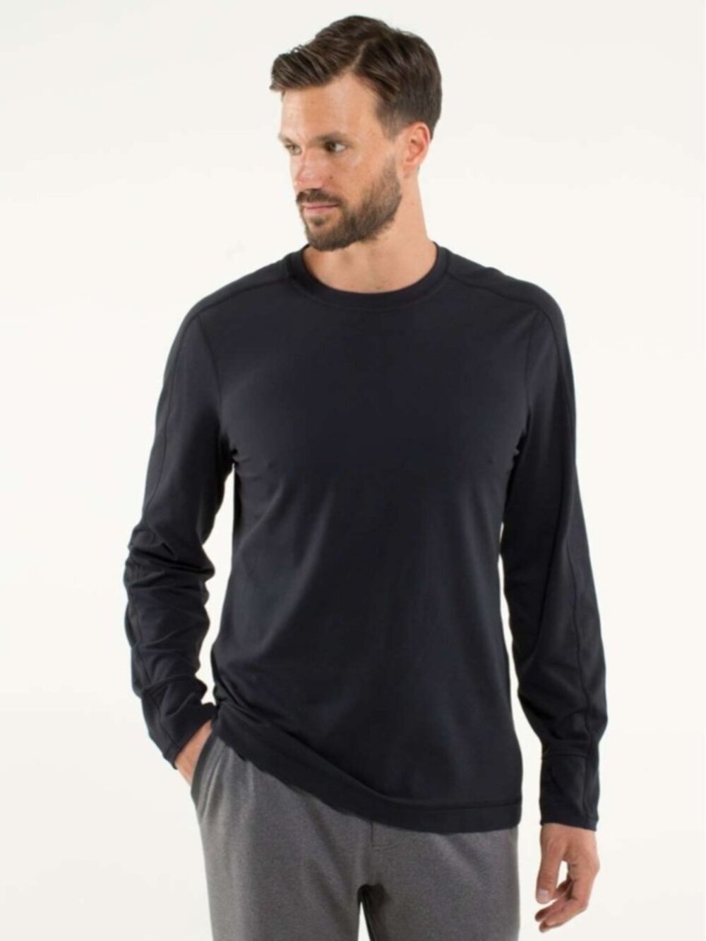 Lululemon Velocity Long Sleeve Top Black Mens size Large Fall Winter Running Gym